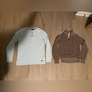 Outpost Makera Men's Light Blue and Brown Crewneck Sweater Set